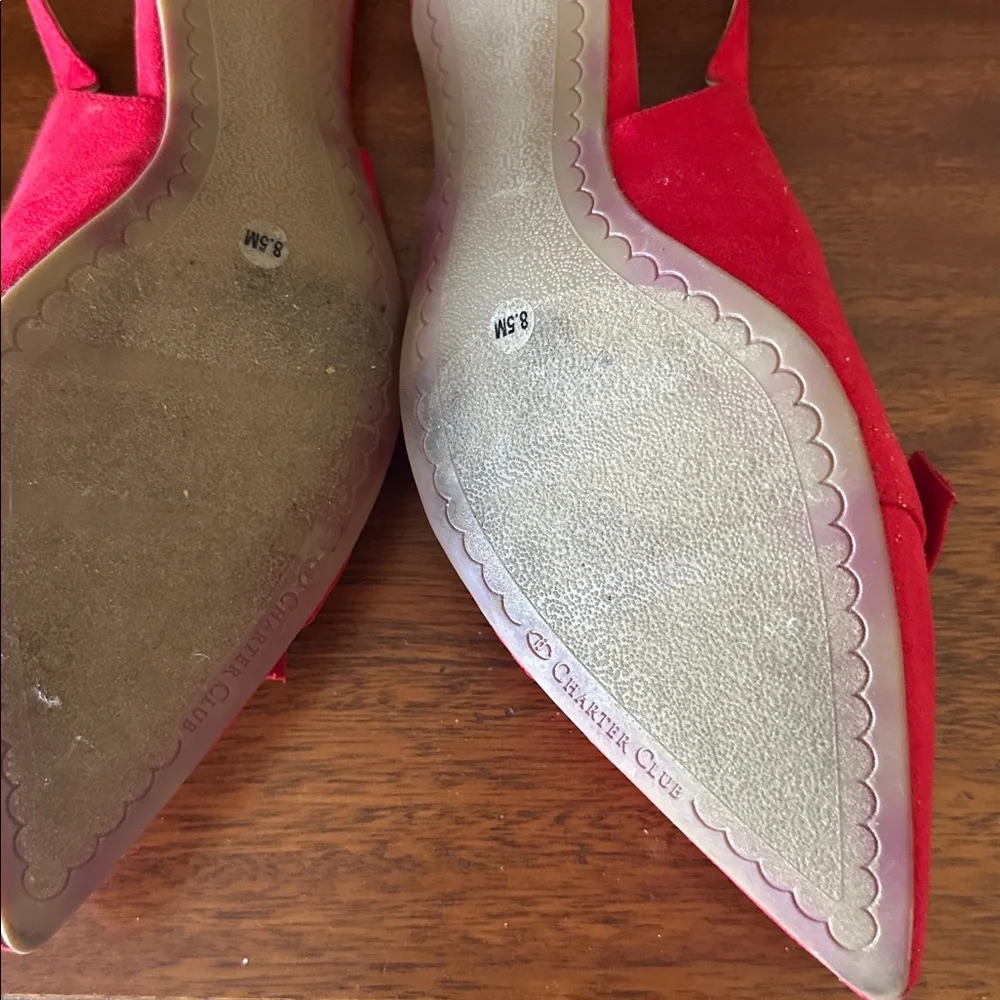 Like New Charter Club 8.5 Women's Vibrant Red Suede 2 inc Heels